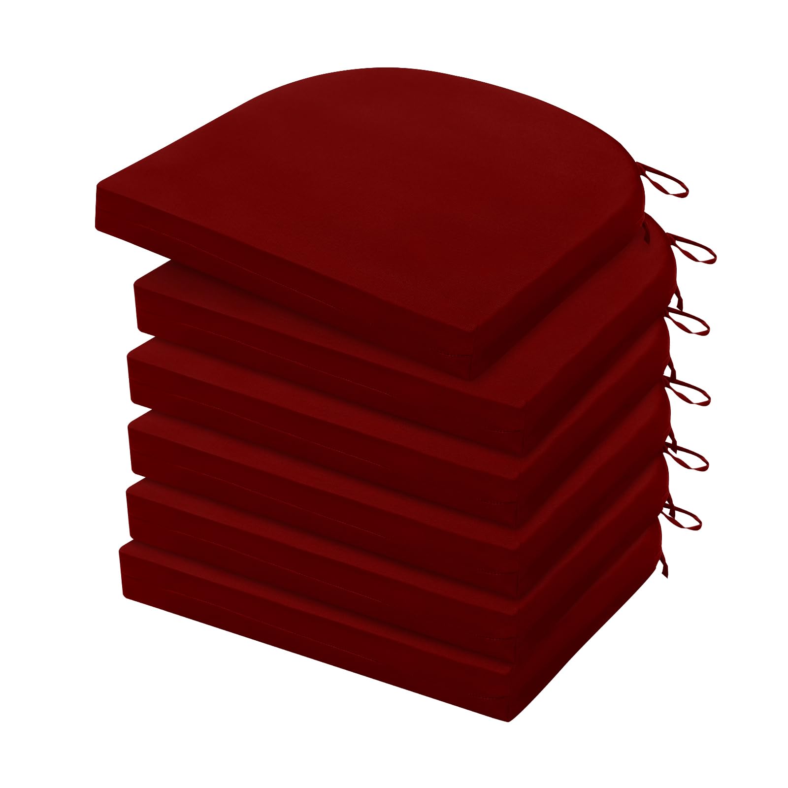 HARBOREST Outdoor Chair Cushions Set of 6 - Round Corner Waterproof Outdoor Cushions for Patio Furniture - Patio Furniture Cushions with Ties, 17"x16"x2", Burgundy