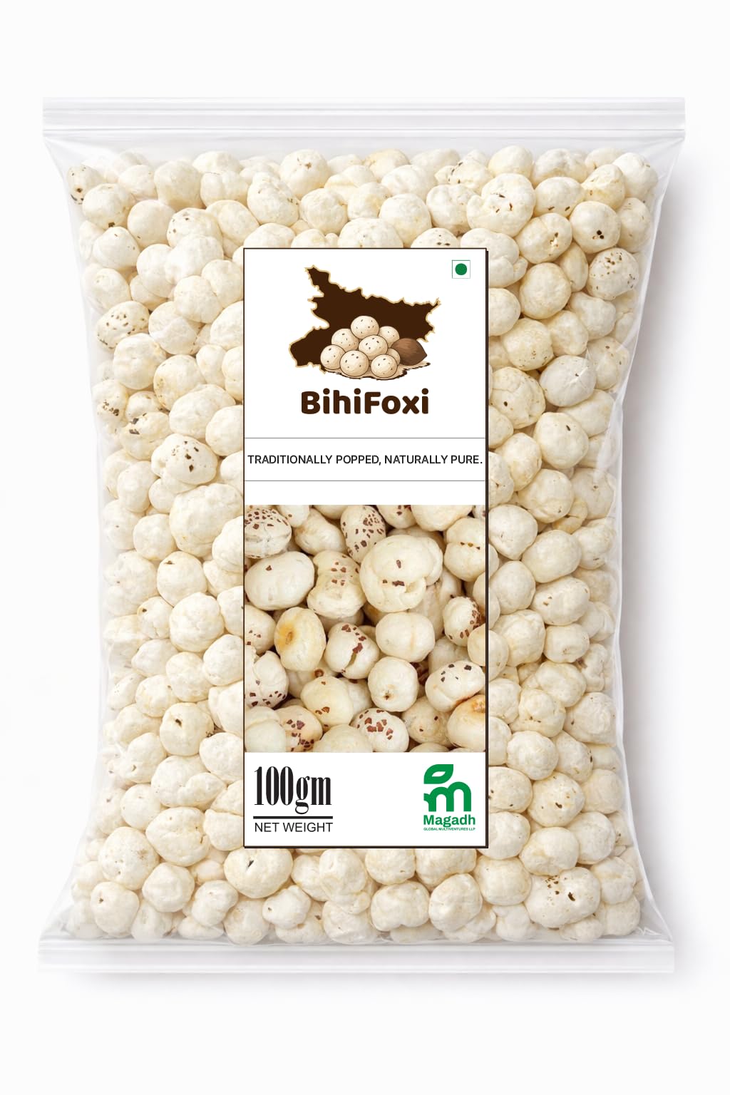 BihiFoxi Phool Makhana Fox Nuts, 100g | Traditionally Popped, Naturally Pure, Low Cholesterol, Rich in Dietary Fibre, Wholesome Snack-image-29