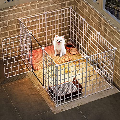 LFONDIGE Recinto per Animali Domestici, Recinto per Cani - Recinto per Gatti, Recinto per Cani da Interno, Gabbia per Piccoli Animali Fai da Te per Uso Interno ed Esterno Recinzione in Filo Metallico