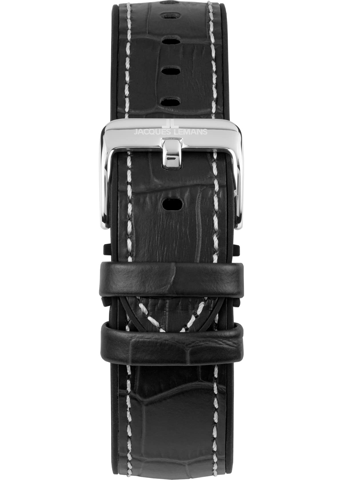 JACQUES LEMANS Zegarek męski, Hybromatic zegarki męskie, chronograf z masywnej stali nierdzewnej z silikonową skórzaną bransoletką, model 1-2131