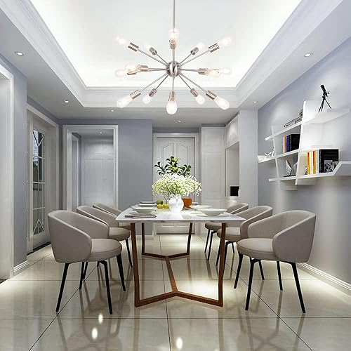 Miniatura 4 de BONLICHT Candelabro Sputnik moderno con 15 luces de níquel cepillado de mediados de siglo, iluminación industrial empotrada, lámpara de techo de