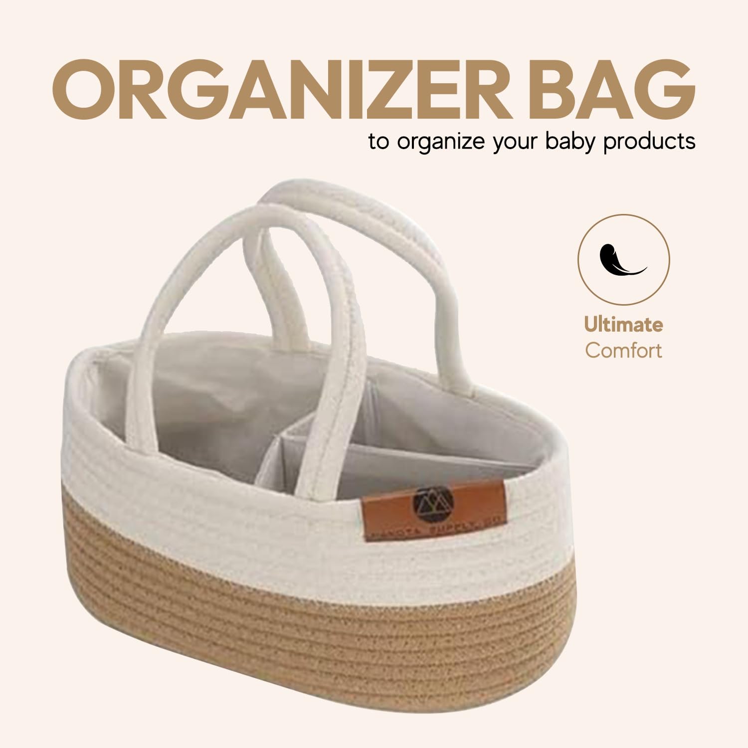 Baby Wonders Kosz na pieluchy dla niemowląt z wodoodpornym materacem i komfortową poduszką - Cesta de Change Naturalny, wiklinowy design, przenośny kosz na zmiany, do sypialni i podróży