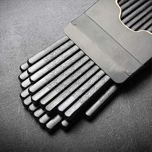 Zeroway 10 Pairs Fiberglass Chopsticks Reusable Chopsticks with Gift Case Dishwasher Safe Japanese Sushi Chopstick Set for Household Restaurant - Herb Leaf