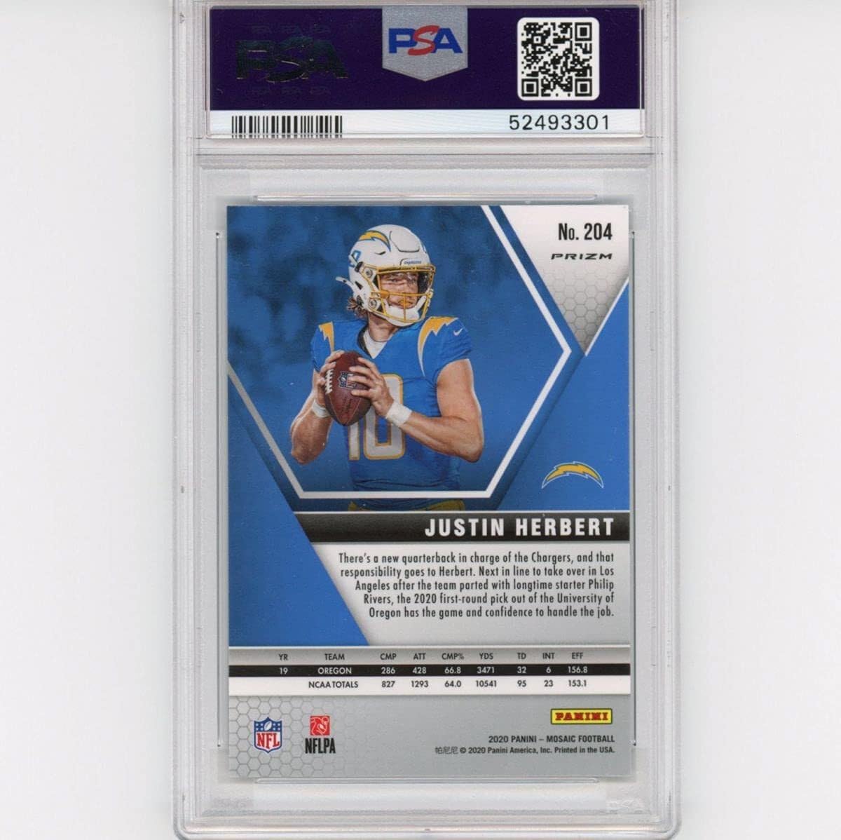Amazon.com: Graded 2020 Panini Mosaic Justin Herbert #204