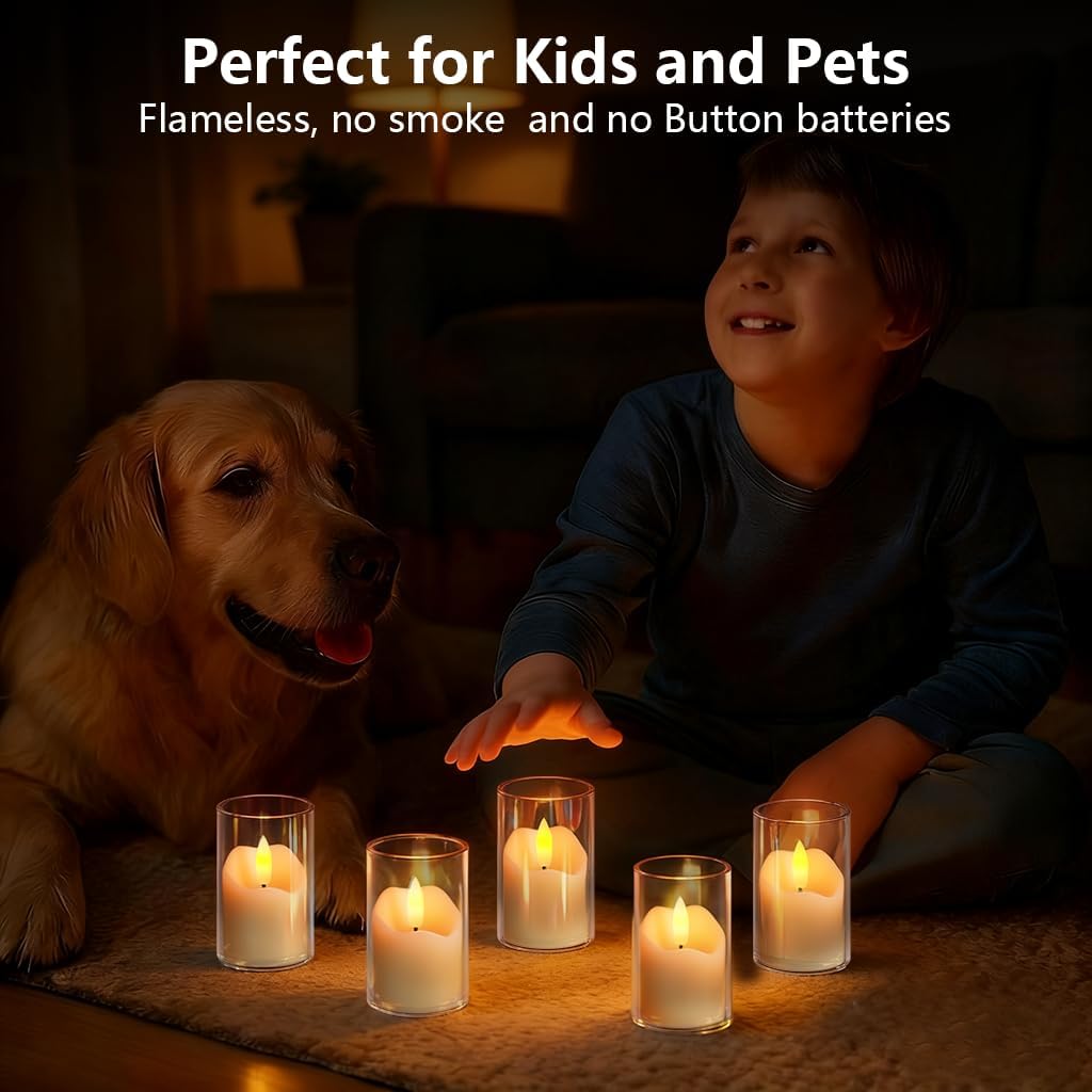 Rechargeable Flameless Candles with Remote, 1.5H Fast Charge 60H Runtime, 6 Realistic Drip Design + 6 Windproof Slanted Covered, Timer Dimmable for Wedding Patio Decor, 12-Pack