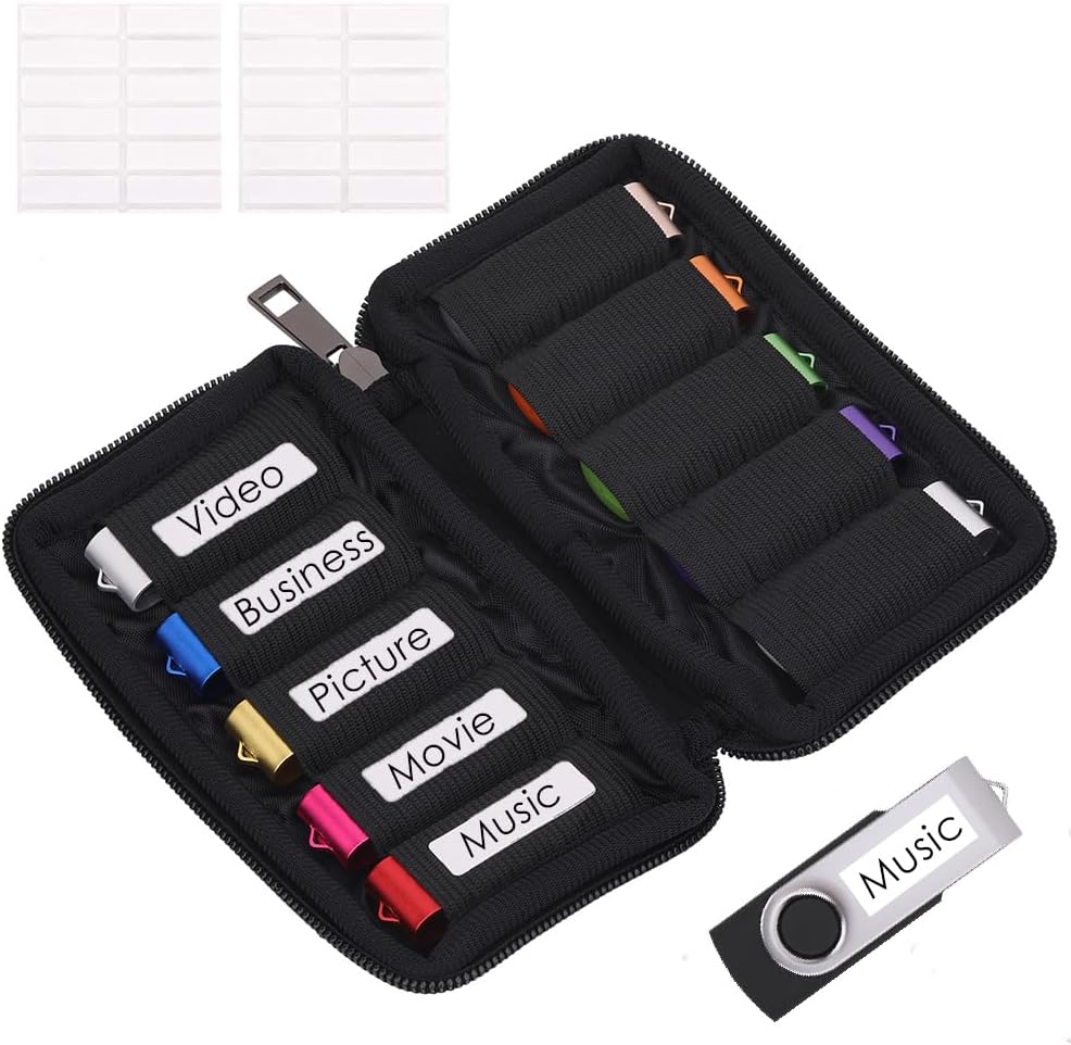 USB Flash Drive Case Soft Material Thumb Drive Holder case, USB Drive Holder Organizer, Portable Electronic Accessories Bag for USB Memory Stick with 10 Slots