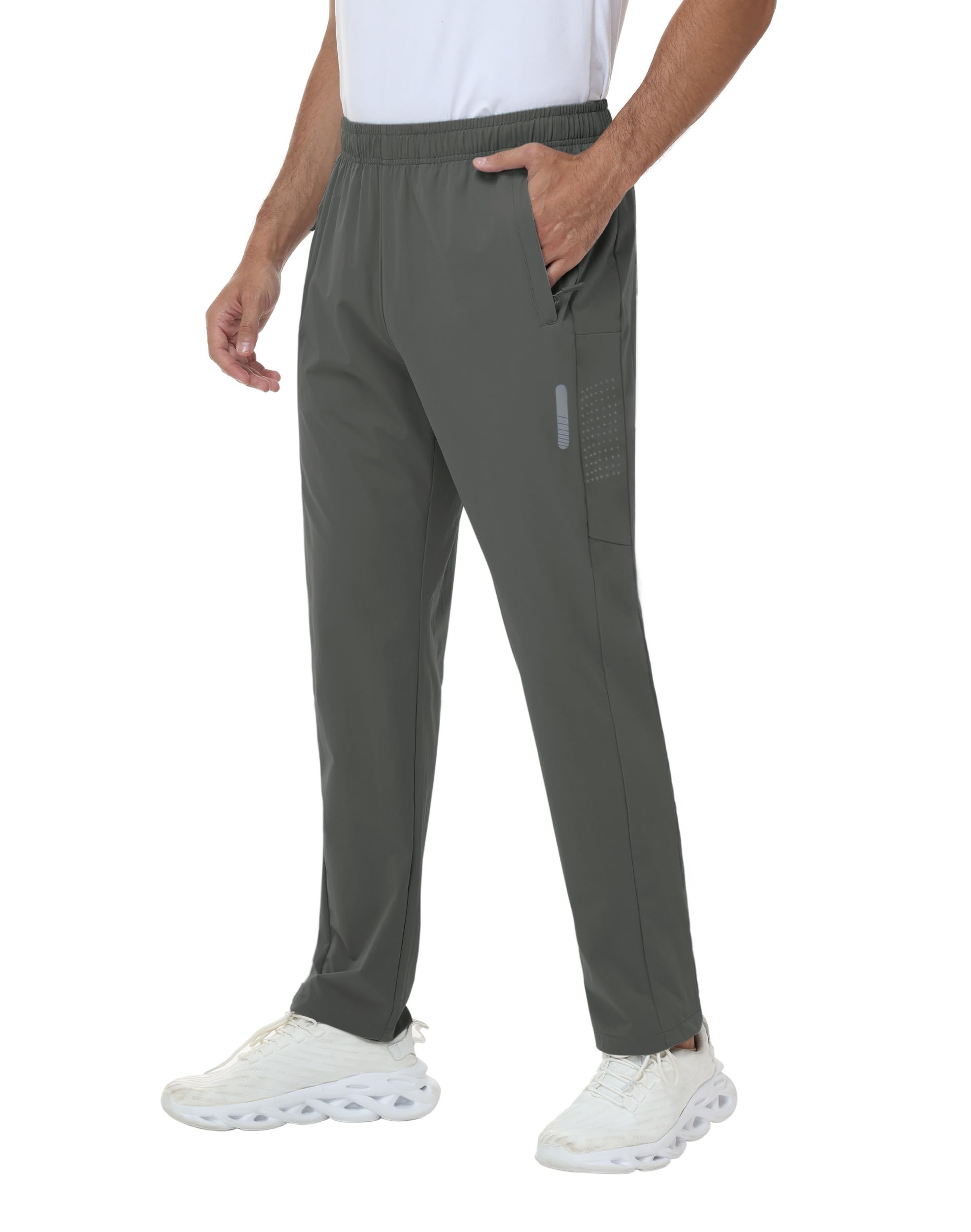 Rvinroo Men's Dark Grey Joggers Trousers Tracksuit Bottoms Gym Clothes Lightweight Stretch Golf Running Jogging Trousers 2XL