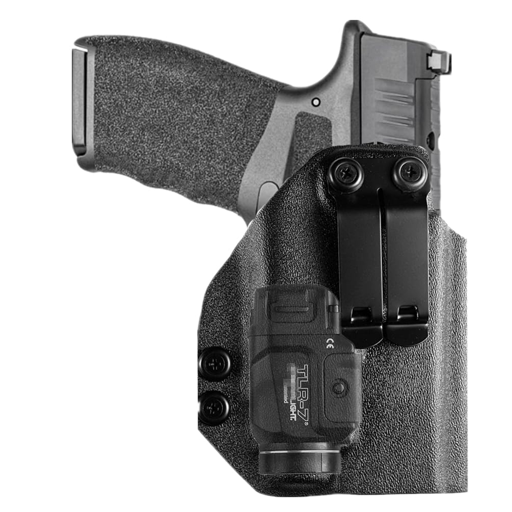 kydex IWB Holster for Glock 17 19 Taurus G3 Sig Sauer p365 X-Macro PSA Dagger Compact Springfield Hellcat PRO with Streamlight Tactical TLR-7A Flex 500 Lumen Light