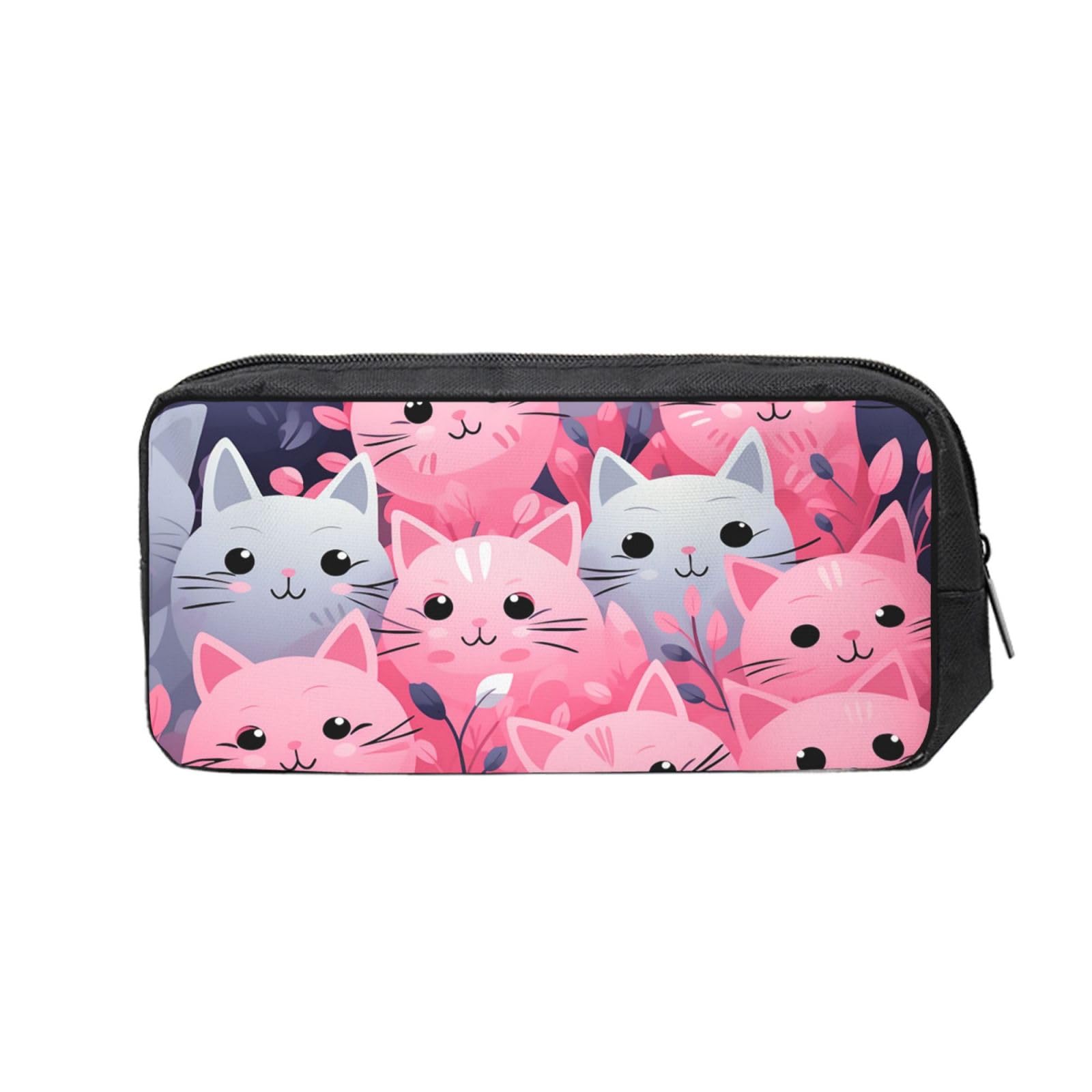 FodPand Pink Cat Pencil Case Large Capacity Pencil Pouch With Zippers Portable Waterproof Pencil Bag Makeup Pouch Cosmetic Bag For Women Men
