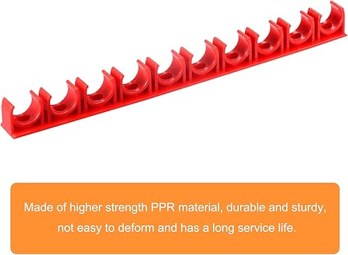 Miniatura 4 de uxcell Pinzas de tubo PPR en forma de U de 0.630in de diámetro continuas con 10 ranuras para mangueras de agua, color rojo, 8 unidades