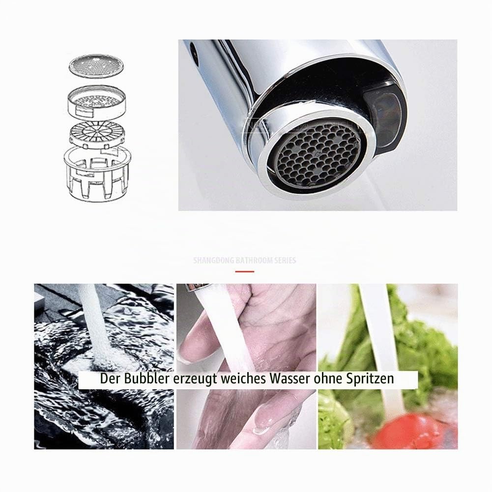 Fdit Automatischer Wasserhahn, G1/2"Gewinde Infrarot-Sensor Waschhahn, berührungsloser Edelstahl-Spülbecken-Wasserhahn, batteriebetrieben, für Küche Badezimmer Waschbecken(B)