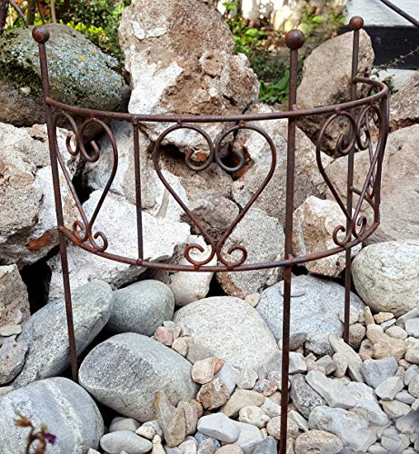 Staudenhalter Rankhilfe Bogen Zaunelement Metall Antik Design - 55x30 cm Gross (Braun)