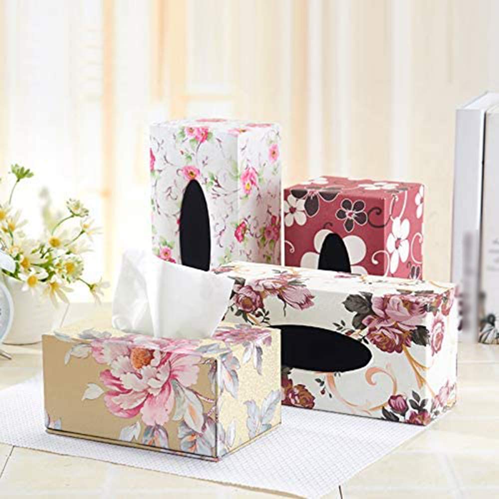 Boîte à Mouchoirs Décorative En Bois - Housse De Rangement Pour Table - Rose - 4