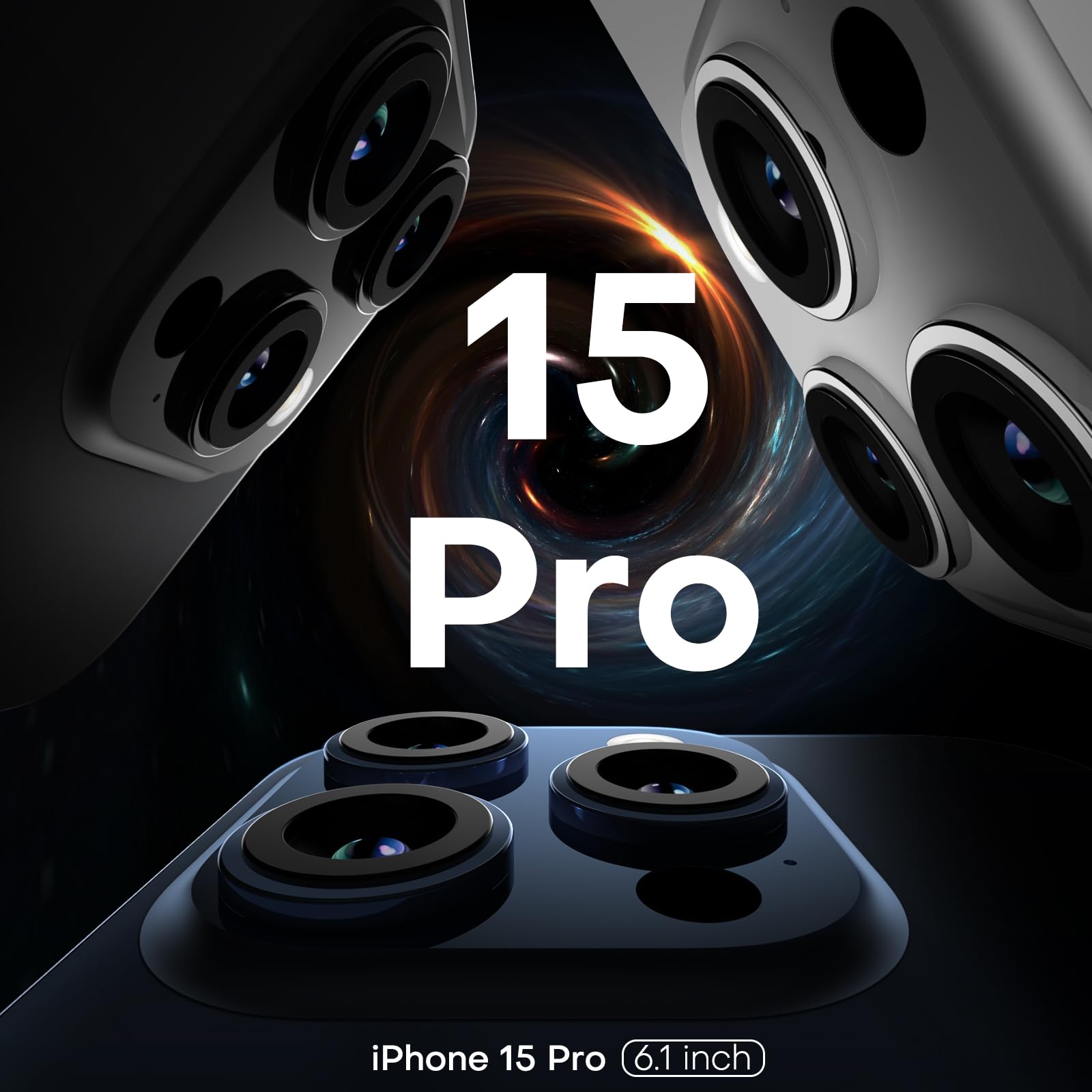 TAURI 3 in 1 Cover Magnetica per iPhone 15 Pro [Compatibile con MagSafe] con 2 Pellicola in Vetro Temperato, Custodia Rigida per Sottile Anticaduta - Nero