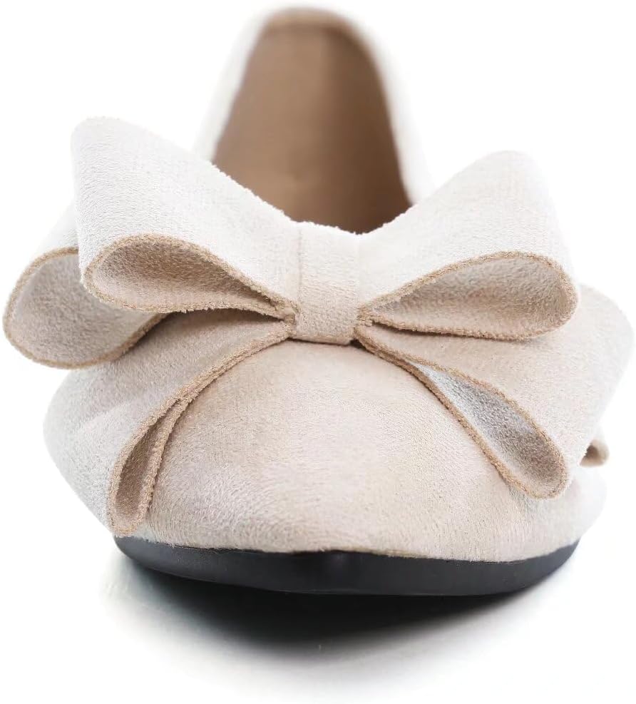 Stunner Womens Bowknot Flower Ballet Flats Pointed Toe Soft Dress Shoes - Image 5