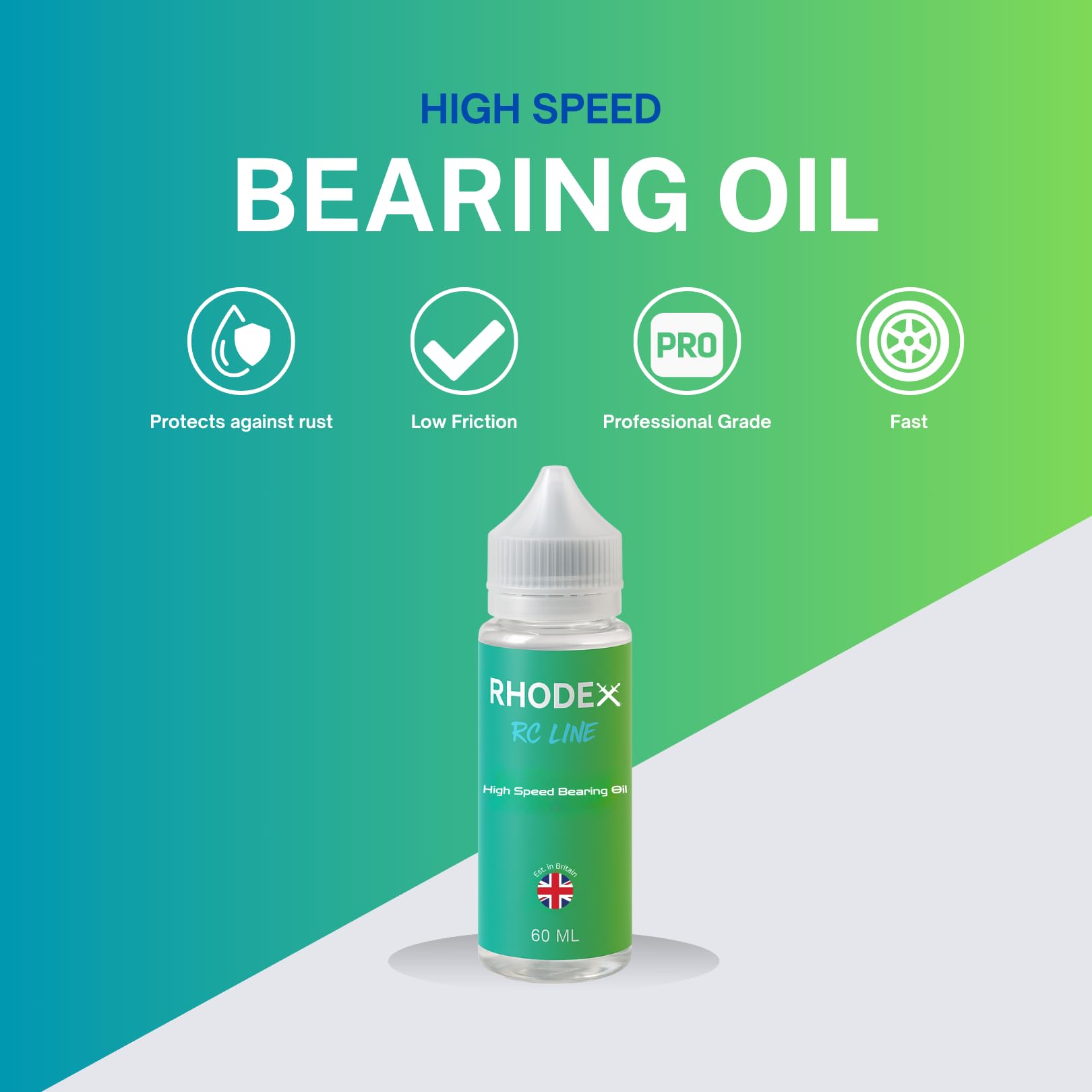 Rhodex RC Line 60ml High Speed Bearing Oil - Synthetic, Low Viscosity, Extra Low Friction Lubricant, 60 millilitres - Image 4