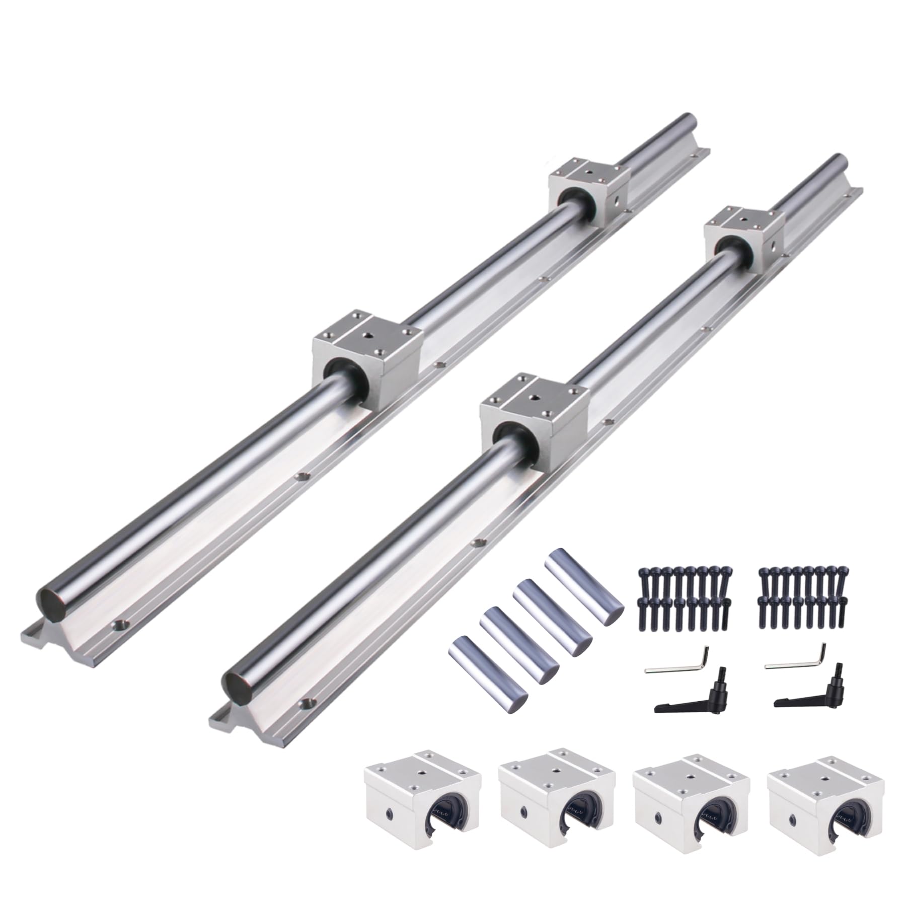 SBR20 guía lineal, riel lineal empalmado 3000 mm, 4 unidades de 1500 mm, eje de guía deslizante con 8 bloques de rodamientos SBR20UU y accesorios para impresoras 3D DIY y máquinas CNC