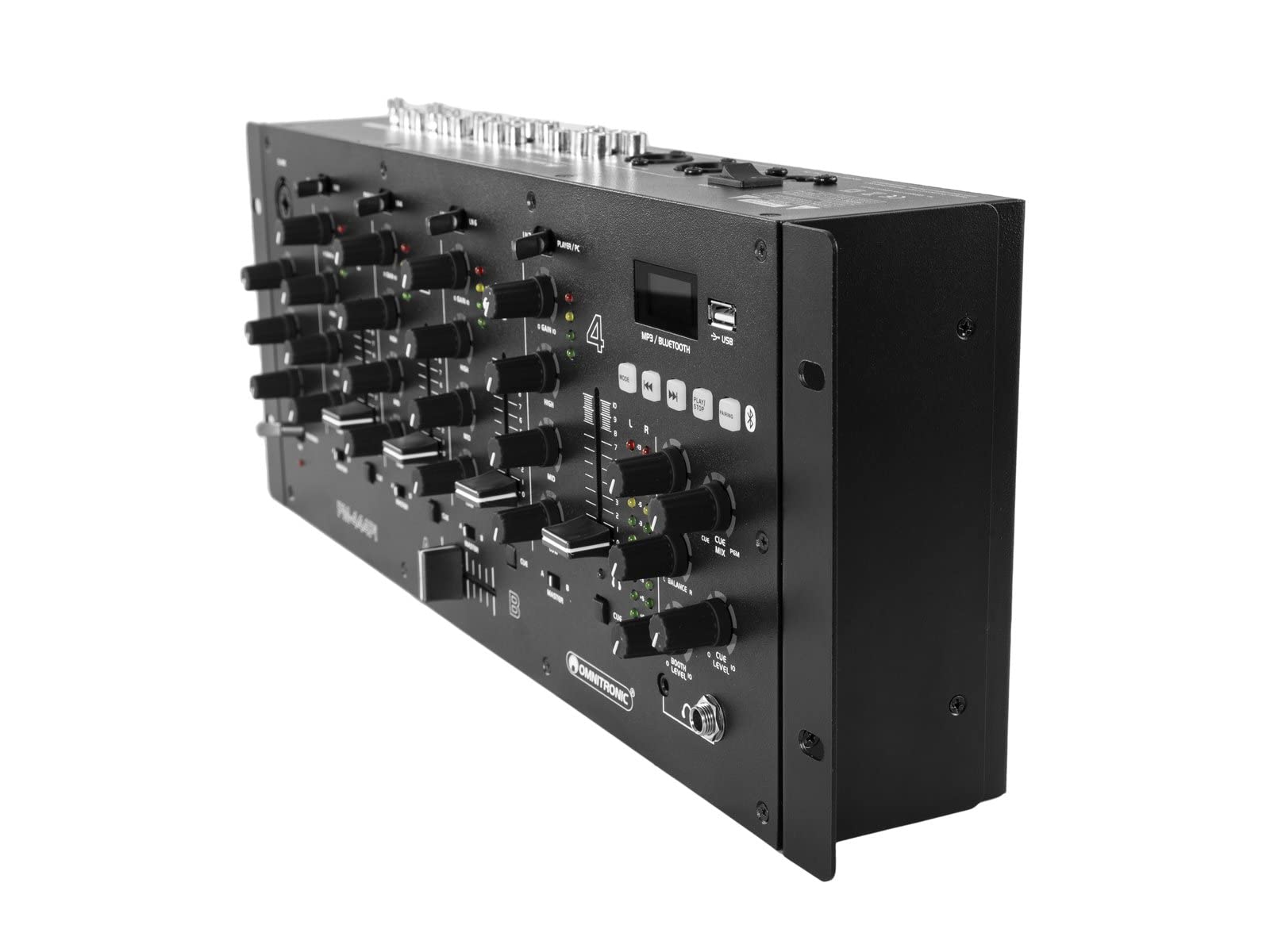 OMNITRONIC PM-444Pi - Mixer DJ a 4 canali con lettore e interfaccia USB, mixer DJ a 4 canali con Bluetooth, lettore MP3 e interfaccia USB