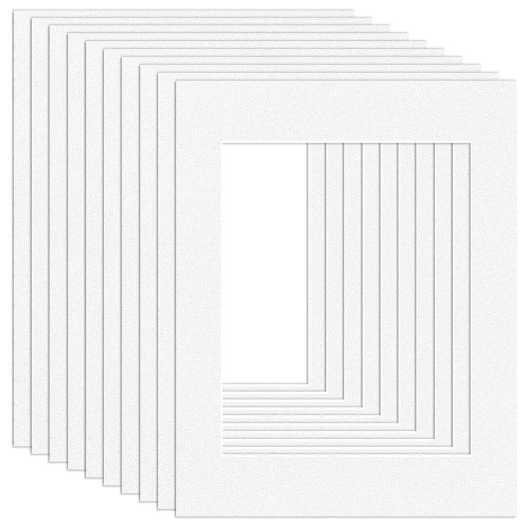 Procut Global 14x11" White Picture Mounts Board to Fit 8x10" Aperture Size - Photo Mount Card Ideal for Prints, Artwork, Crafts & Certificates - Sizes & Colors Available - Pack of 10 โ image 1