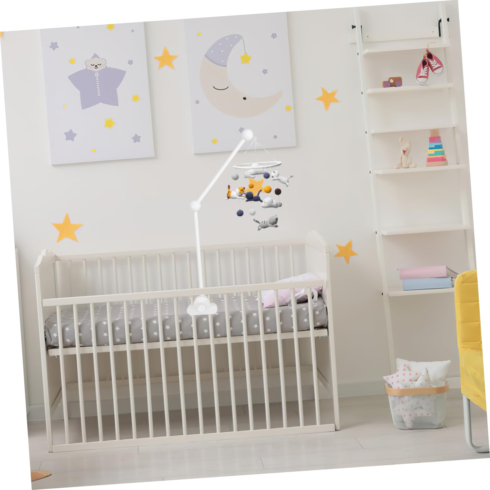 TOYANDONA Weiße Mobile Halterung für Kinderbett mit Wolkenform