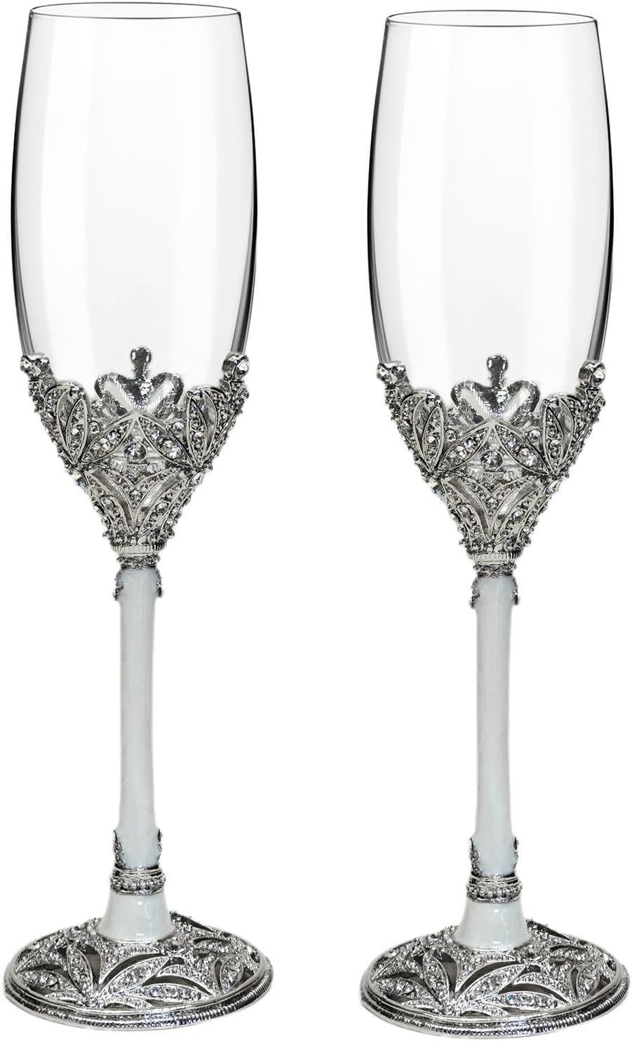 Silver Champagne Flutes -Wedding Toasting Glasses for His and Hers,Engagement Celebrations, Bridal Shower and Registry Idea, Gifts for Bride and Groom Gifts,7oz (Silver) - Image 9