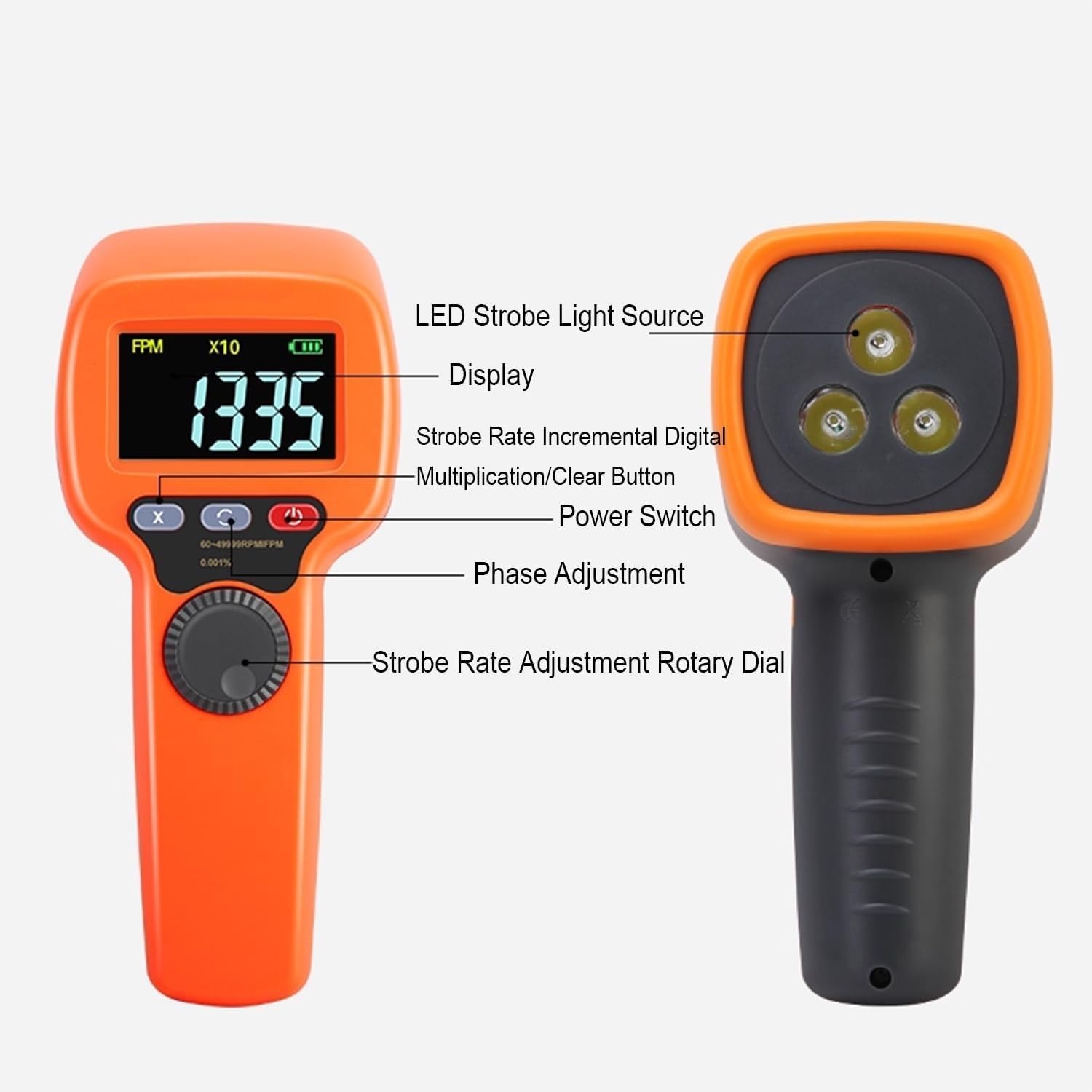 Estroboscopio digital de mano de alta precisión, tacómetro sin contacto para medición de velocidad del motor del ventilador