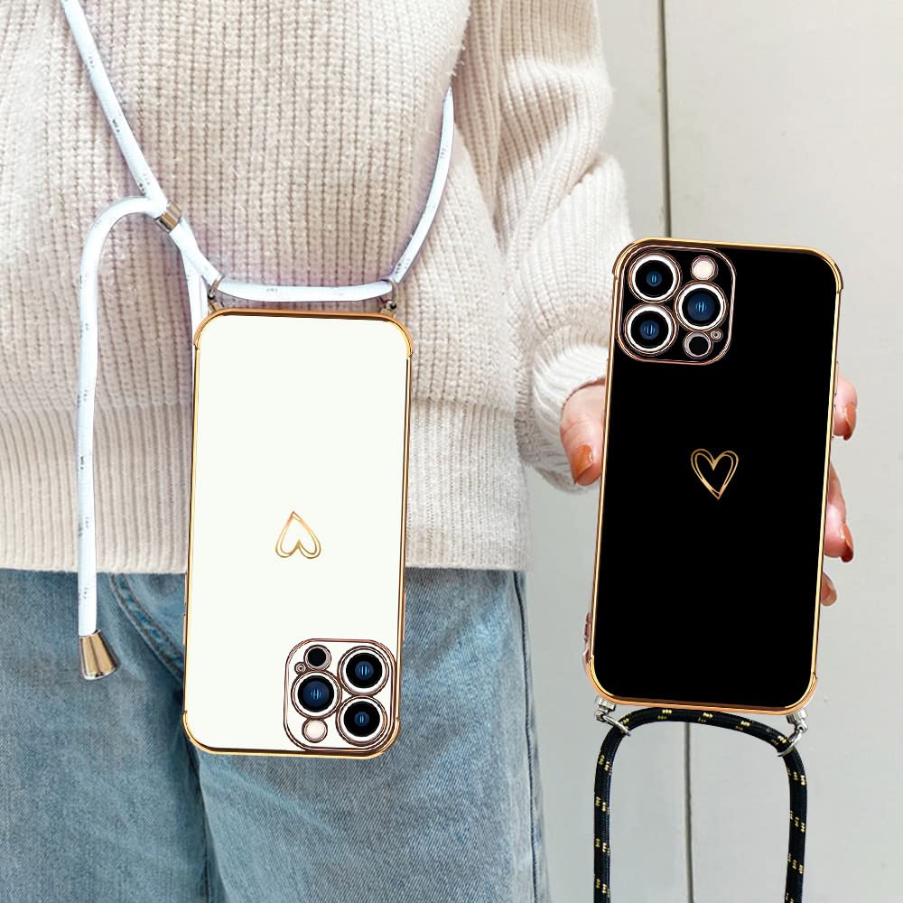 Micoden Cover Cordino per iPhone 13 Pro Amore Cuore