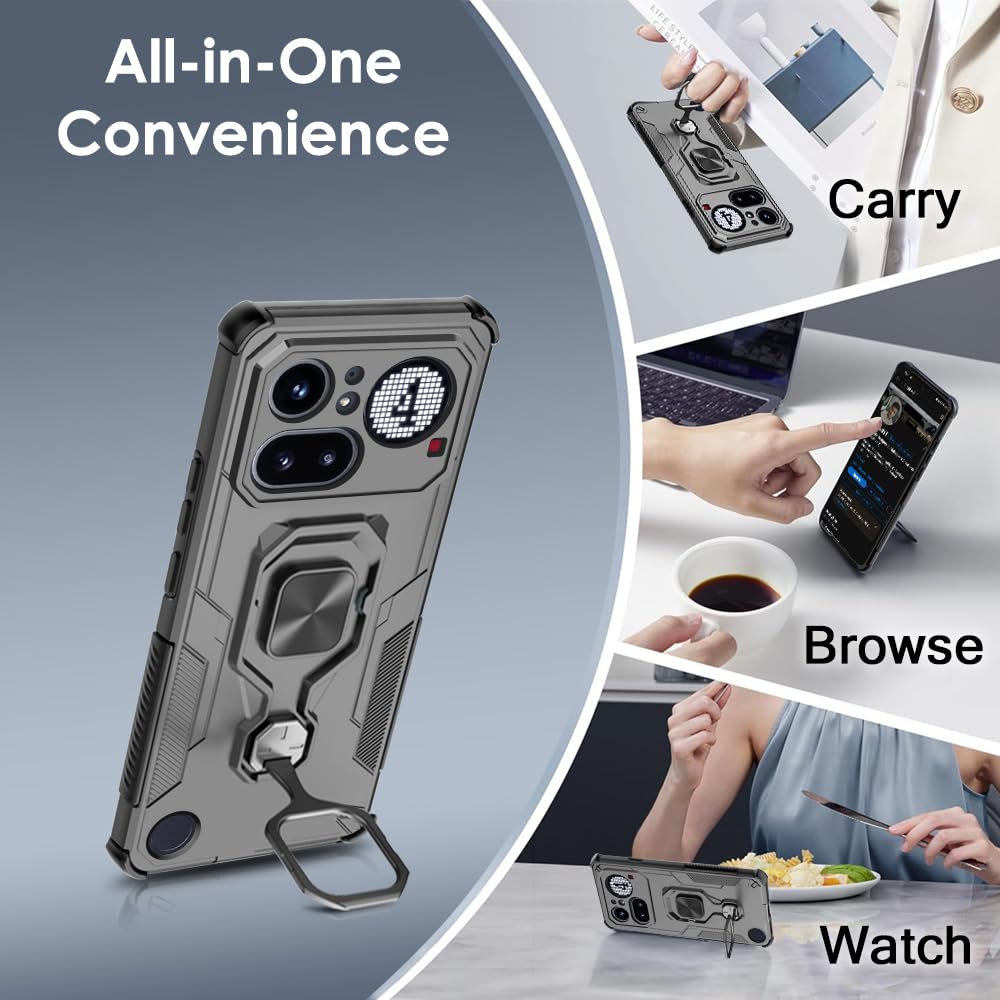 TheGiftKart Tough Armor Bumper Back Case Cover for Nothing Phone 4a Pro 5G | Ring Holder & Kickstand in-Built | 360 Degree Protection Back Case Cover for Nothing Phone 4a Pro 5G (PC & TPU, Black) — Amazon image 3