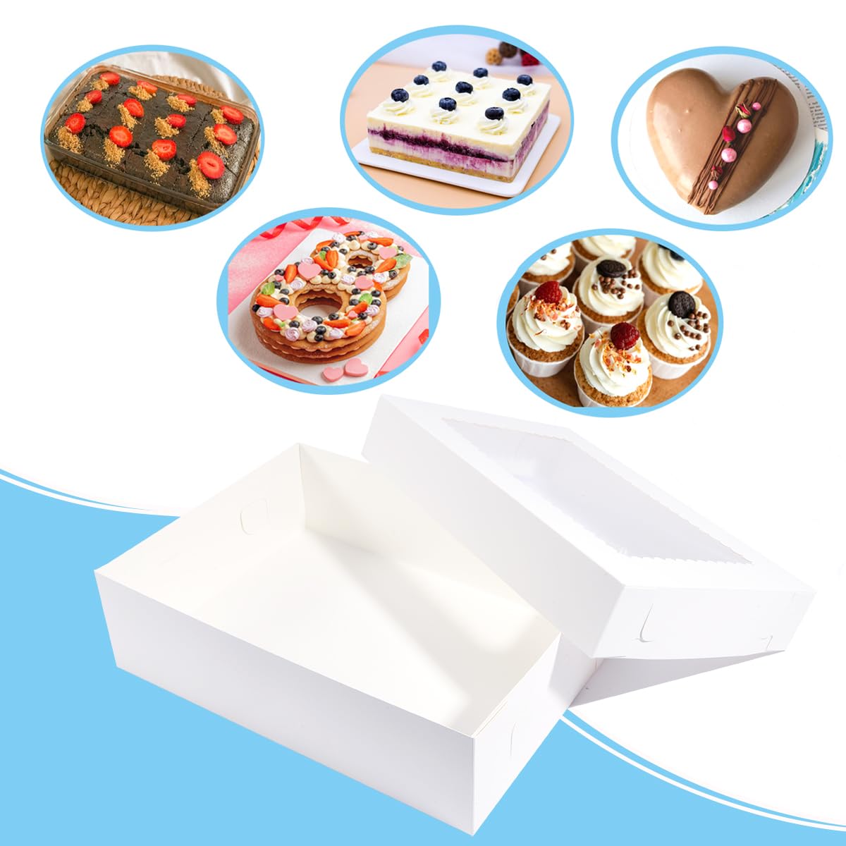 Cake Boxes 10 Pack - White Bakery Boxes -3