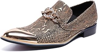 Sapato formal Oxford masculino com biqueira de aço sem cadarço Sapatos Oxford com decoração sem cadarço para festa em couro genuíno (Color : Yellow, Size : G-45)