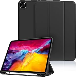 FYY Case for iPad Pro 11 2020 & 2018, [Support 2nd Gen Apple Pencil Charging][Auto Wake/Sleep] Slim Stand Smart Protective Case with Pencil Holder for iPad Pro 11 2nd Gen 2020 & 1st Gen 2018 Black