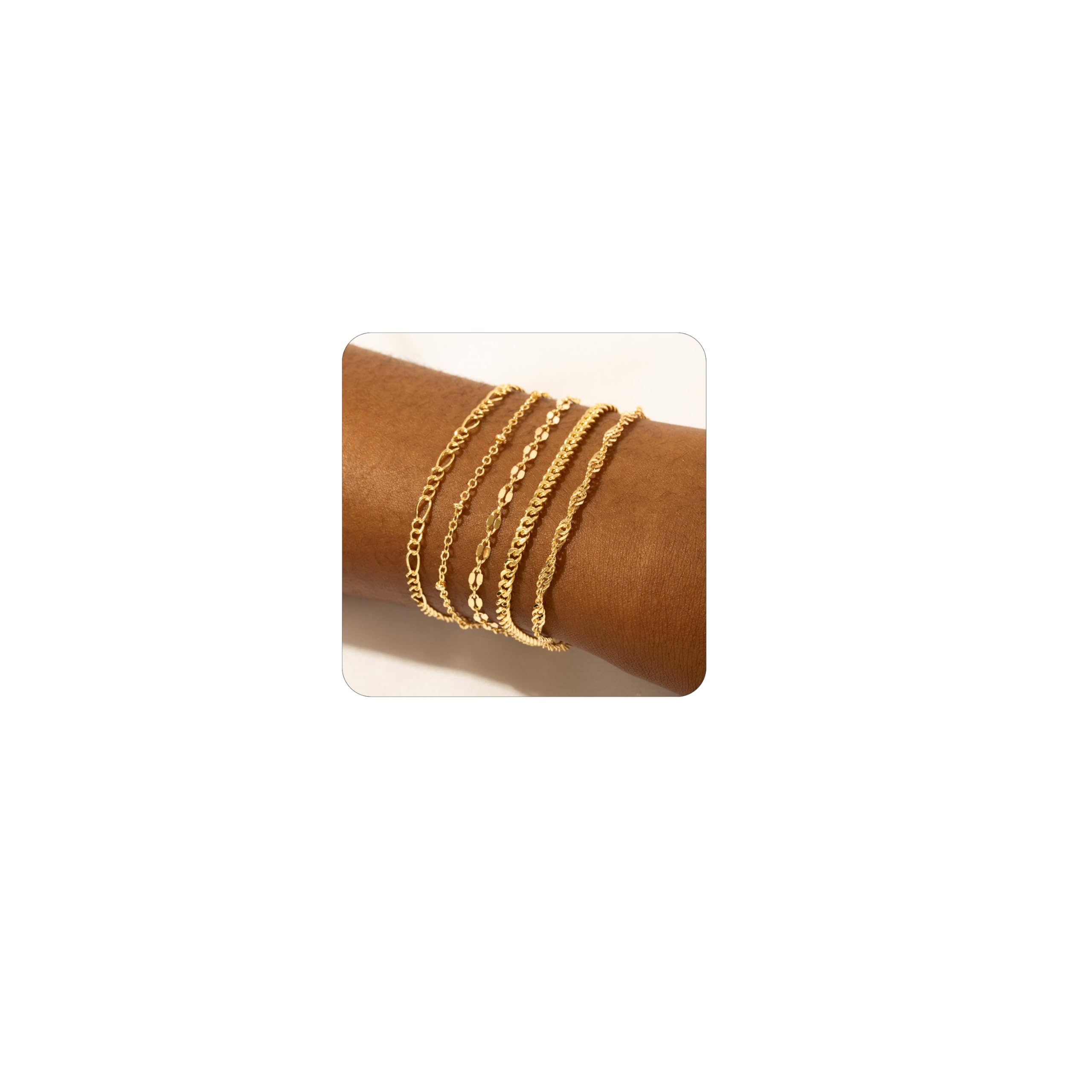 Gold Bracelets for Women, Dainty 14K Gold Plated Bracelet Stack for Women Trendy CZ Tennis Paperclip Cuban Chain Stackable Adjustable Waterproof Link