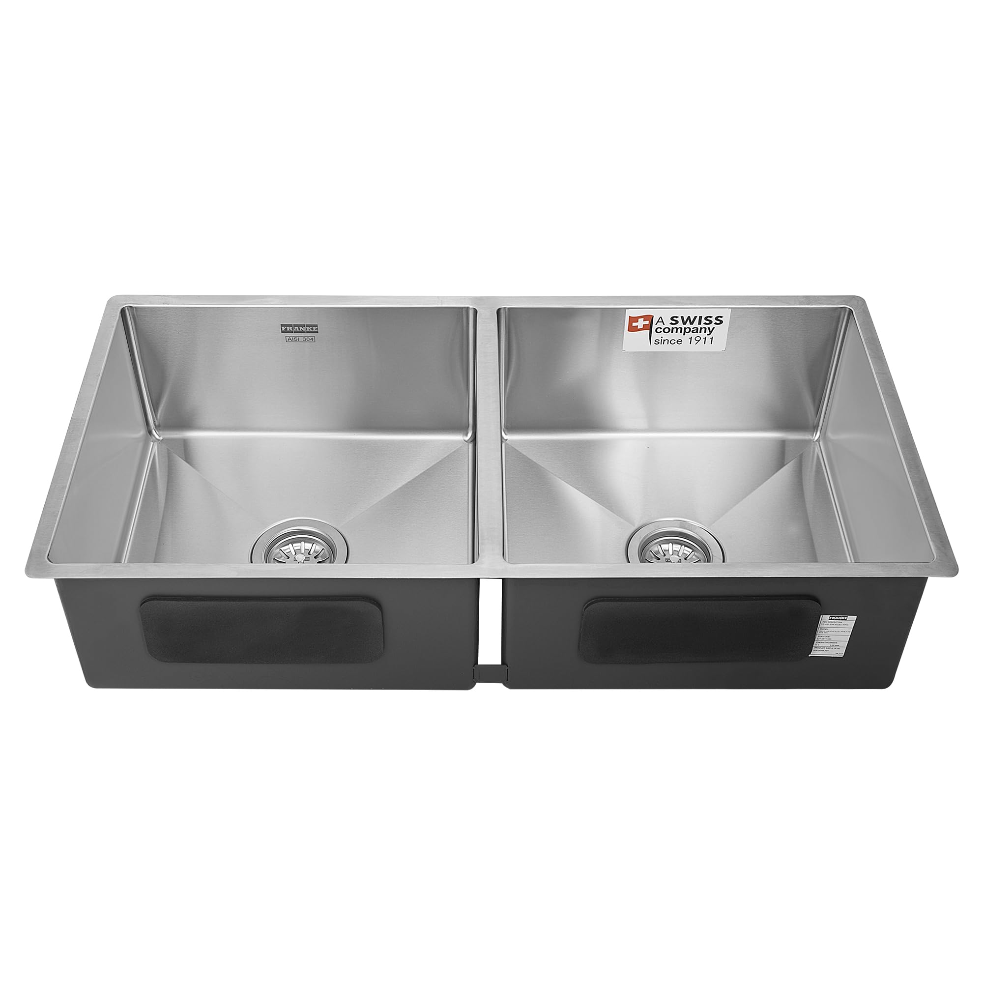 Franke 36"X18"Double Bowl SS Kitchen Box Sink|Premium 304 Stainless Steel|Diamond Cut| 25Yrs Warranty|Rust & Stain Resistant|Minimizes Sound|Brushed Matt Finish|BXX 220/120-43-43 3 1/2" WWK MI ND NOF 2