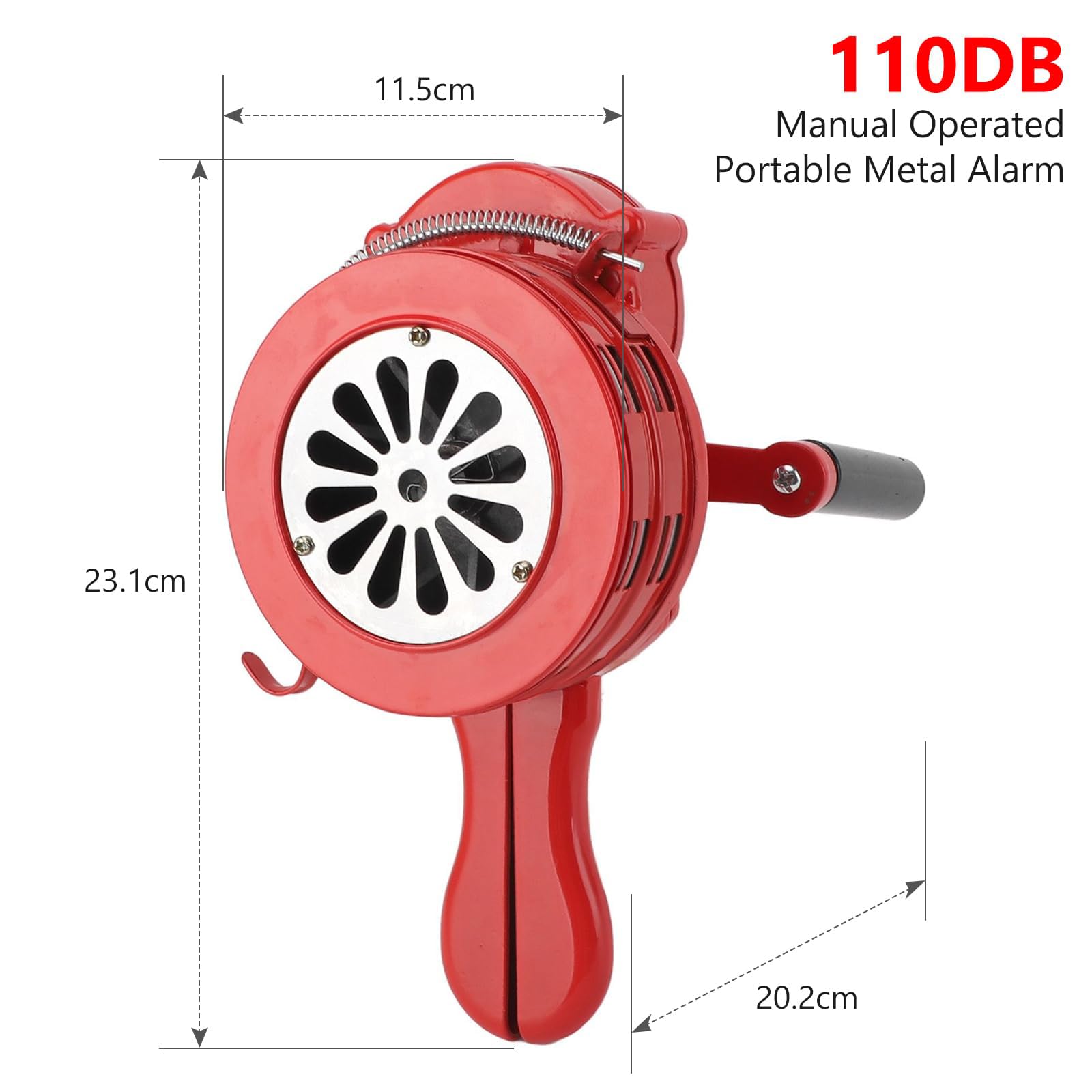 Handkurbel-Sirene, Handsirene, Handkurbel Siren Küstenwachen Handsirene, Sirenen 120dB, Tragbarer Betriebenes Sirenen, Aluminiumgehäuse Sirene für Feueralarm den Heim Hotel Tankstelle Küstenwachen