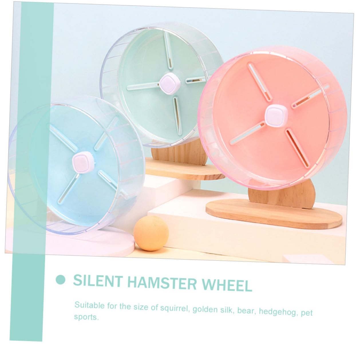 Rueda de Hámster Silenciosa 20cm Material Abs y Madera Soporte Estable para Jaula Adecuado para Ejercicio y Entretenimiento de Ardillas y Ratas