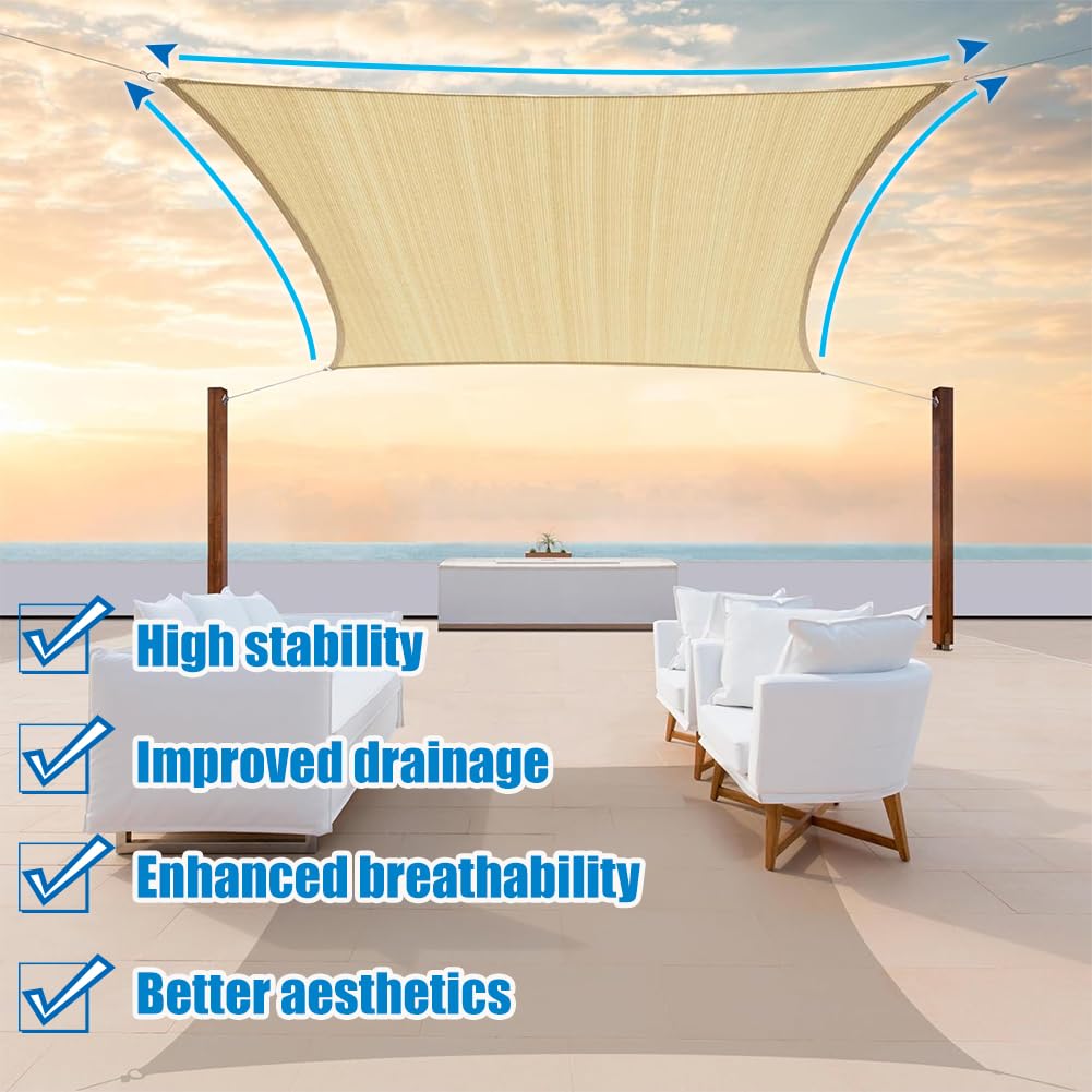 sonnensegel polyethylen Petgrow Rechteckige (mit festen Seilen) Hochwertiges hoher Dichte (HDPE) Sonnenschutz, atmungsaktiv, geeignet für Außenbereich, Terrasse, Balkon, Garten (3M×4M) Man in tactical gear Ninebot Marke:Unbekannt