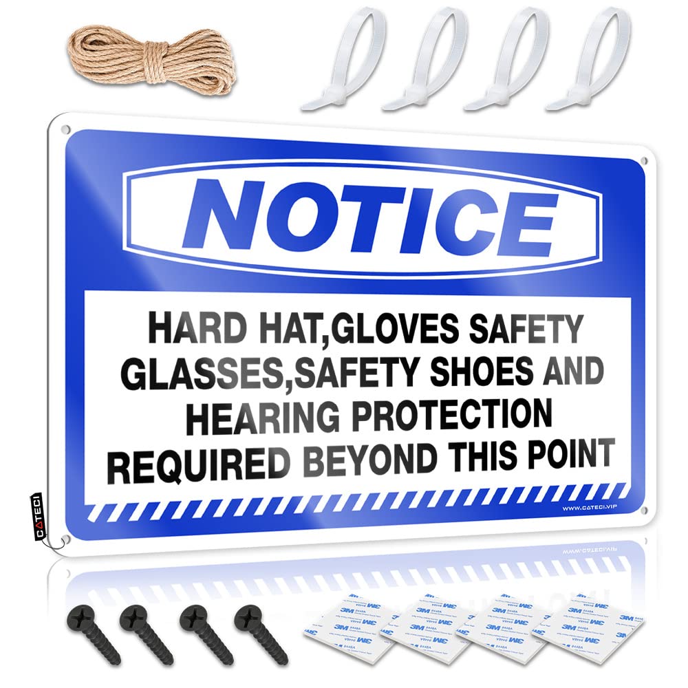 Tin Signs Notice Hard Hats, Gloves, Safety Glasses, Tin Sign Adult Signs For Man Cave Tin Metal Sign