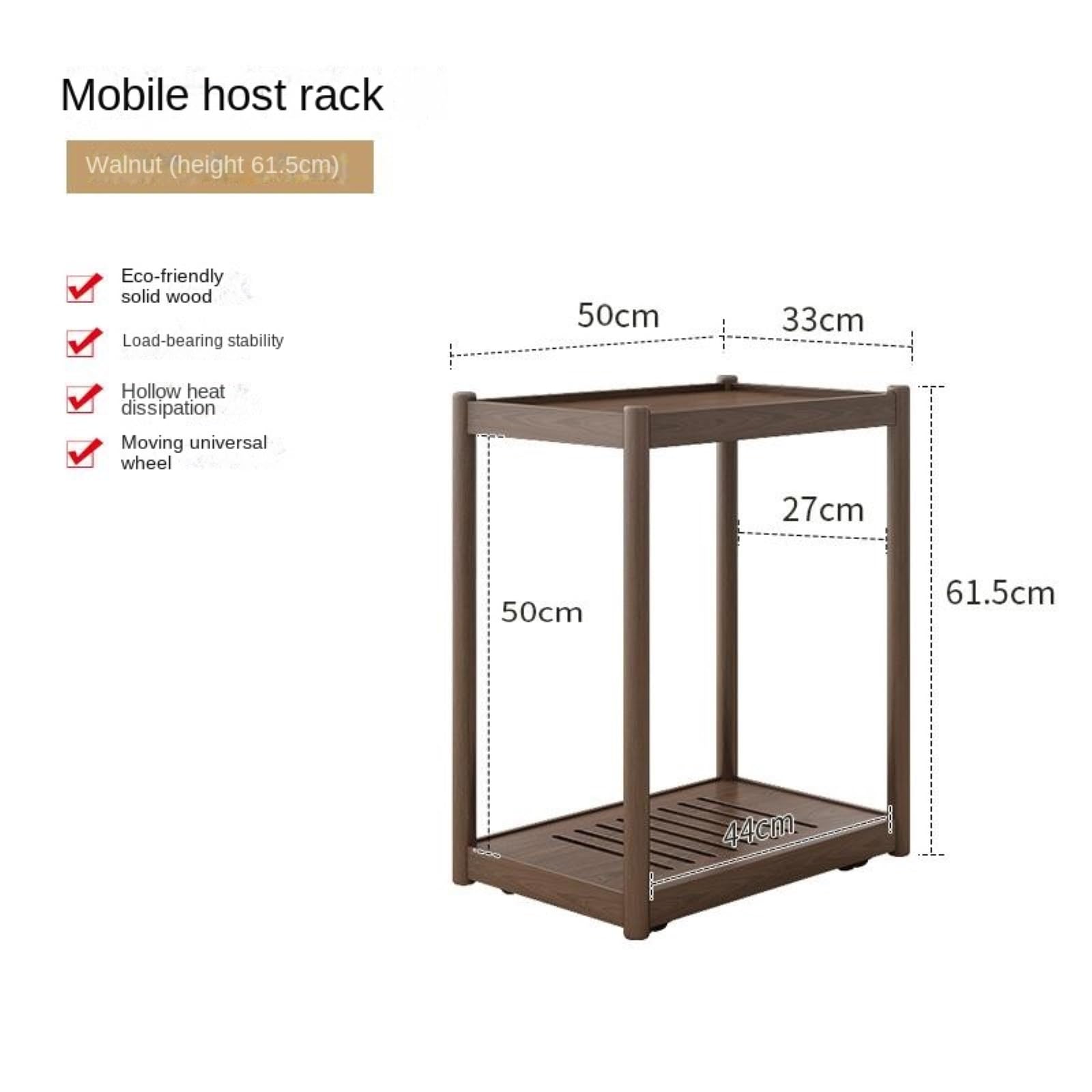 Organizador De Oficina Estante De Almacenamiento For Impresora Madera Maciza con Base Móvil Y Gabinete Escritorio Soporte Impresora Mesa para Impresora(Black,61.5cm)