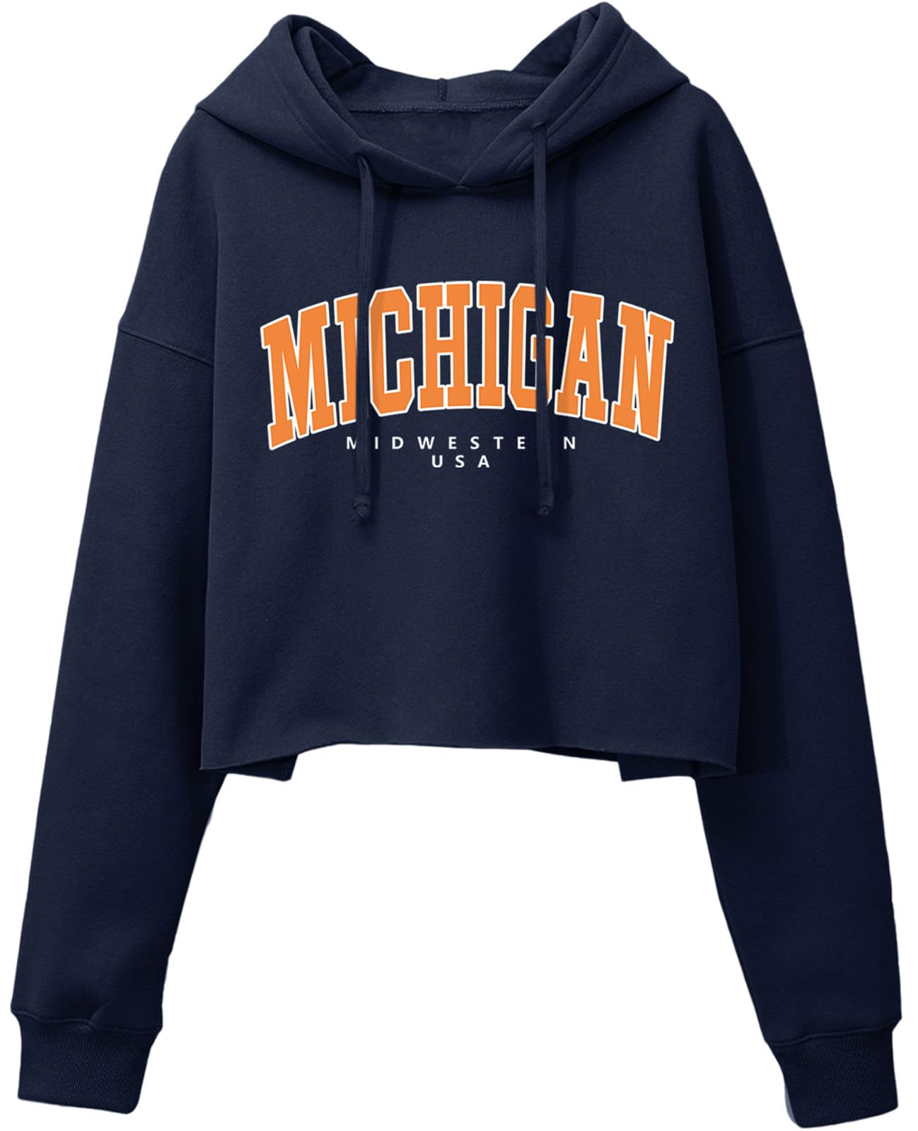 ORANDESIGNEWoman Letter Graphic Print Cropped Hoodie Long Sleeve Crop Fleece Casual Workout Loose Pullover Sweatshirt Tops