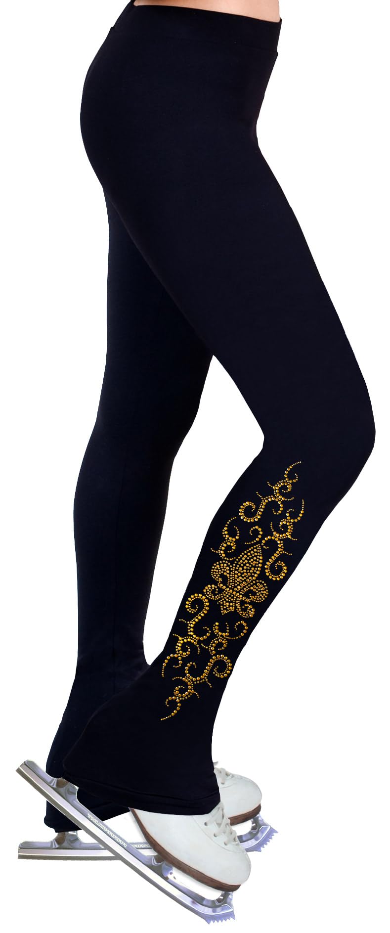 NY2 SPORTSWEAR Figure Skating Practice Pants with Rhinestones R187 - Adult Sizes- (Adult Large) Black