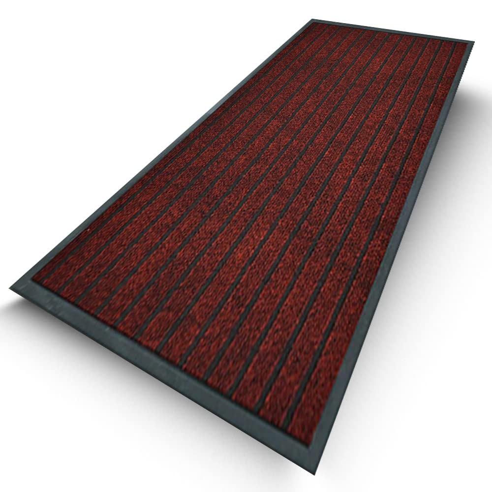 Shop Direct 24 Waterproof Rubber Door Mat Outdoor - PVC Non Slip Backed Washable Dirt Grabber Mat Dog Muddy Paws Carpet Runner Rug for Kitchen Front or Back Door (Red, 80 x 150 cm (2 ft 6 in x 5 ft))