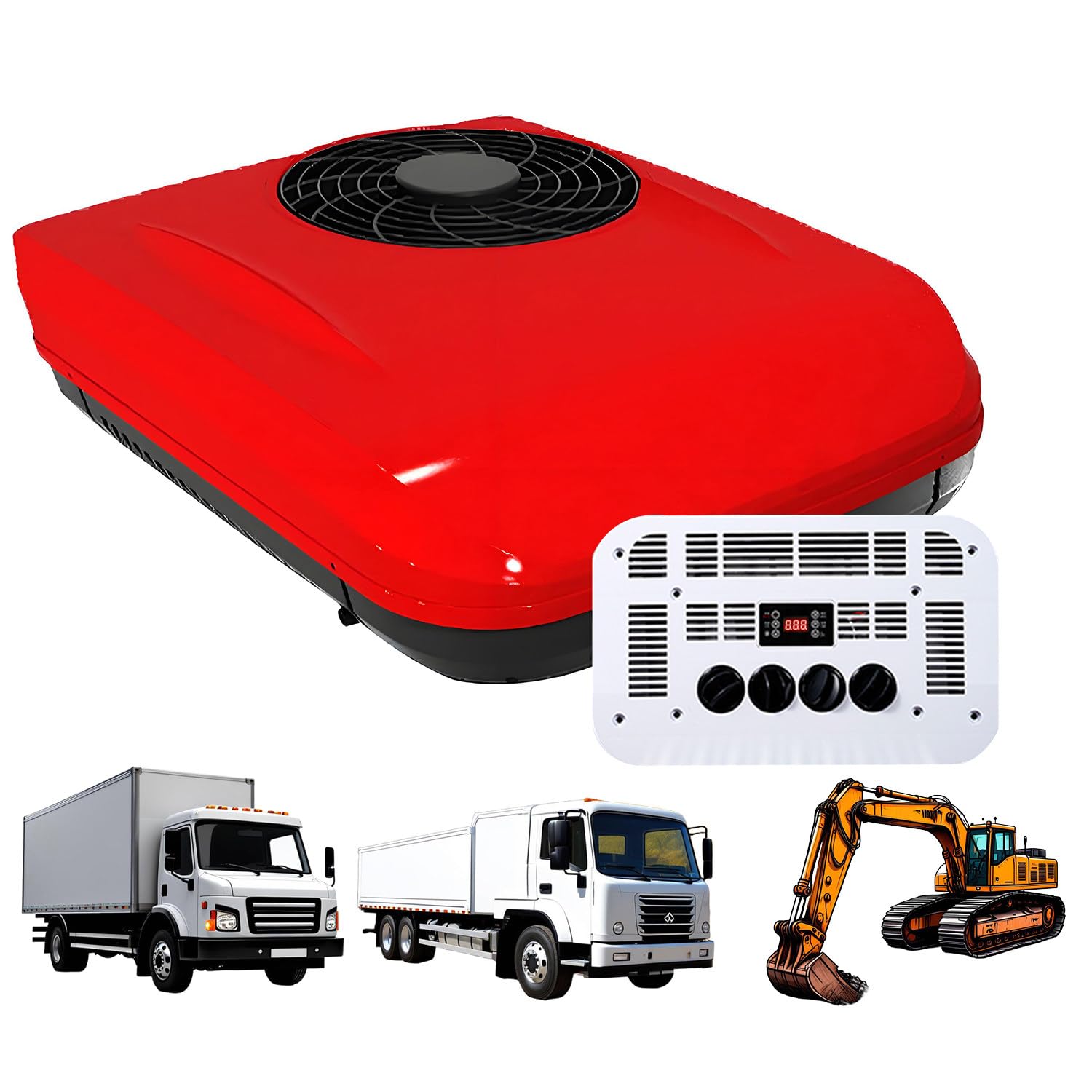 Klimatyzator dachowy z wyświetlaczem temperatury, moc chłodzenia 2200 W, przepływ powietrza 450 m³/h, szybkie chłodzenie do kamperów, ciężarówek i ciągników