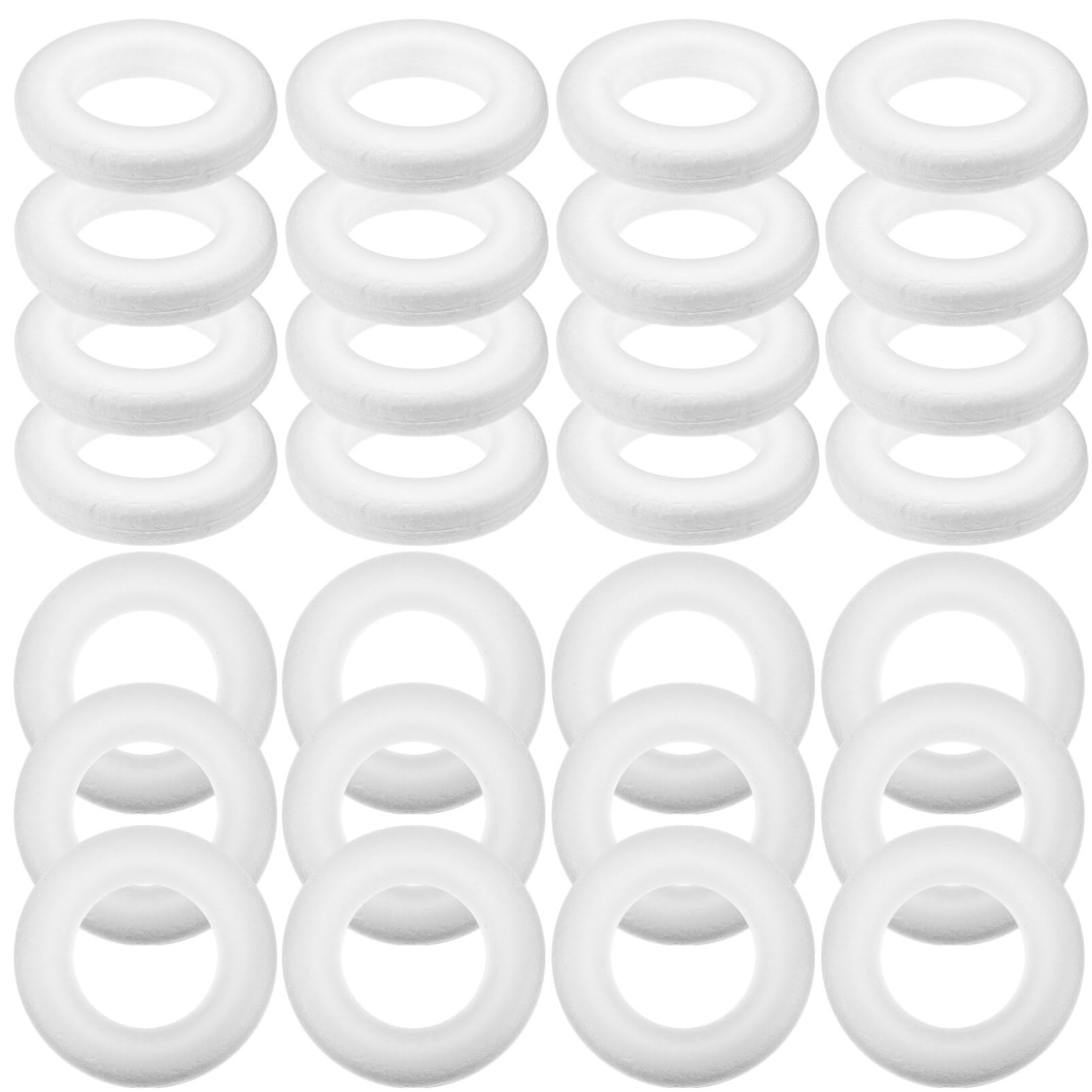 STOBOK Foam Wreath Forms 30pcs Craft Polystyrene Circles Rings for DIY Art Crafts Floral Projects Home Wedding Party Decor White, 7.30X7.30X1.70CM