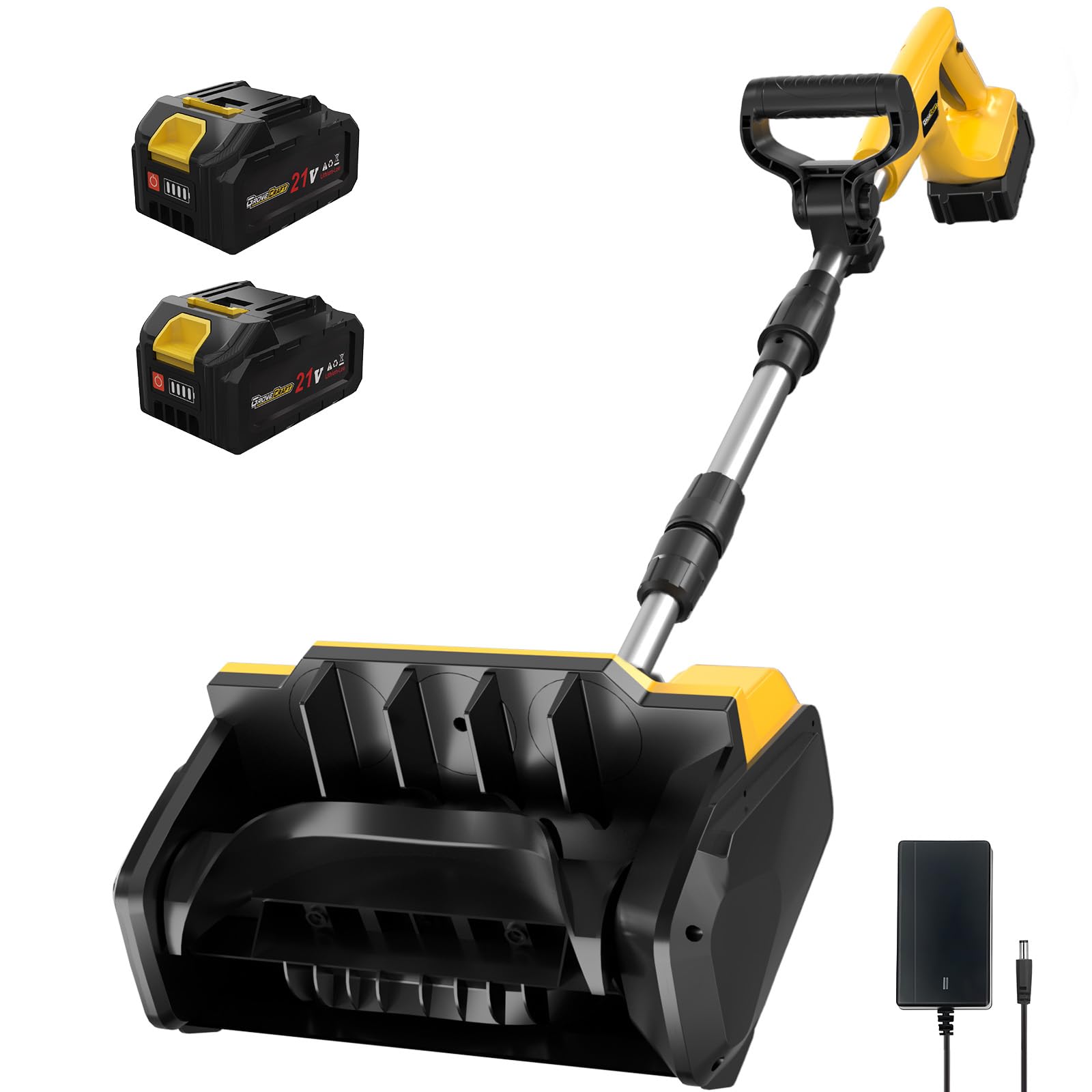 20V 13-Inch Cordless Brushless Snow Shovel, Cordless Snow Blower with Two 4Ah Battery, Battery Snow Blower with Directional Plate, Adjustable Front Handle 