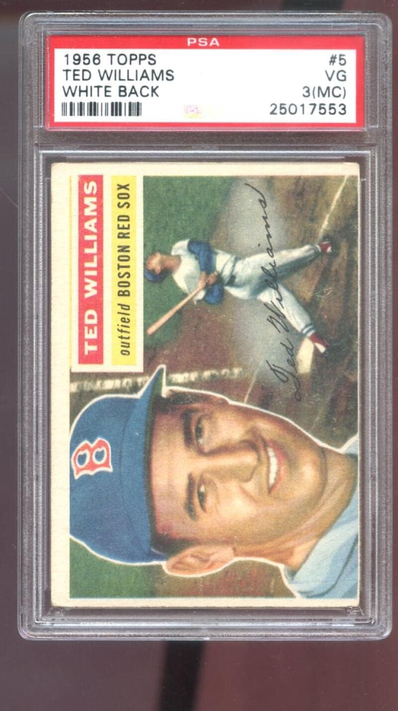 1956 Topps #5 Ted Williams PSA 3 (MC) Graded Baseball Card White Boston Red Sox