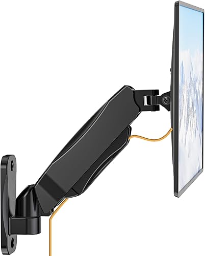 Miniatura 12 de WALI Soporte de pared para monitor único, altura ajustable para monitor de computadora de 17 a 32 pulgadas, hasta 17.6 libras, se adapta a 1
