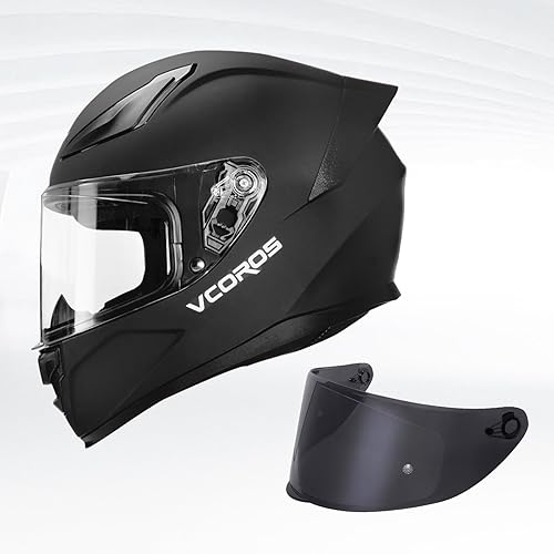 Miniatura 2 de Casco integral de motocicleta para adultos, aprobado por DOT, WS-609, casco de carreras de motocicleta de calle con visera negra (negro mate, S)