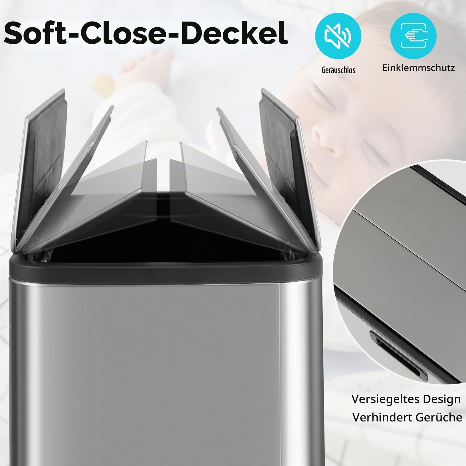 GIANTEX Küchenmülleimer 46 L aus Edelstahl mit 2 Deckeln