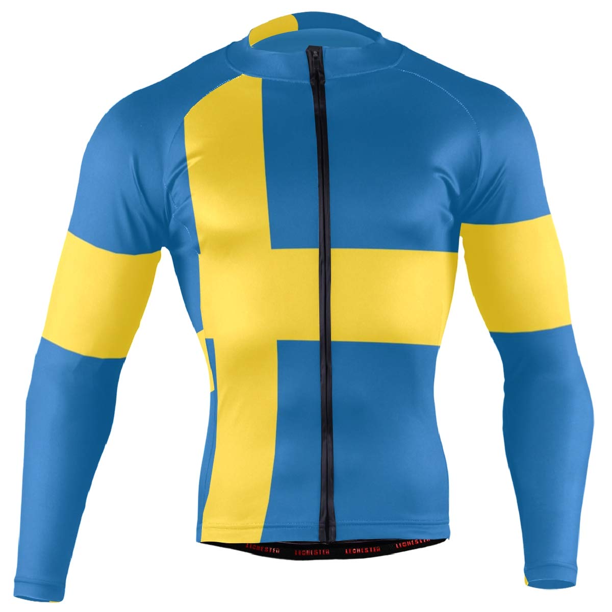 Sweden Flag Men's Cycling Jersey Long Sleeve Bike Jacket Biking Bicycle Jersey Shirt