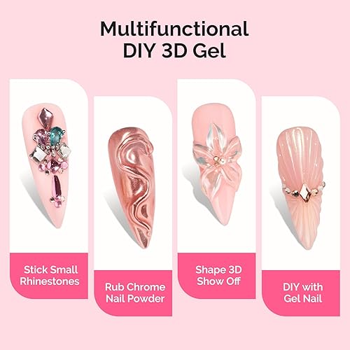 Miniatura 2 de MelodySusie Gel 3D de uñas de gel para esculpir 3D, pegamento transparente para moldear y pintar, diseños de arte de uñas, gemas de diamantes de